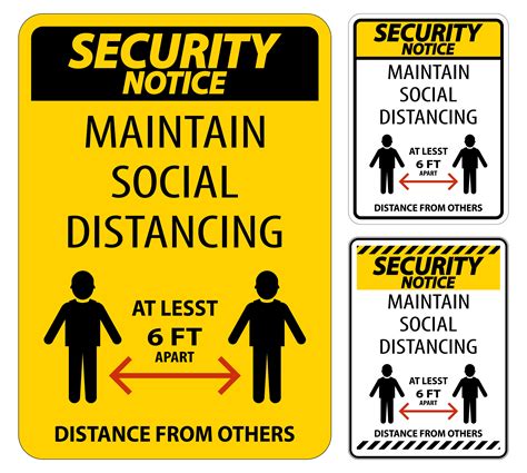 Maintain Social Distancing Security Notice Sign Set 1121218 Vector Art ...