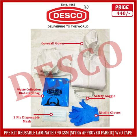 Ppe Kit Reusable Laminated Gsm Sitra Approved Fabric W O Tape At Rs