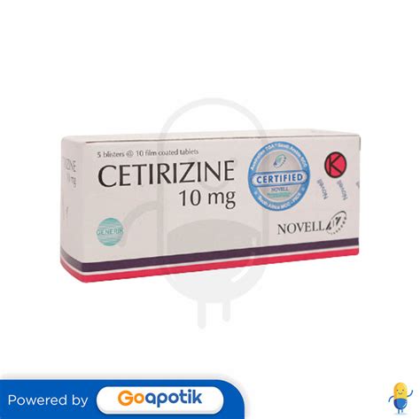Cetirizine Novell 10 Mg Box 50 Tablet Kegunaan Efek Samping Dosis