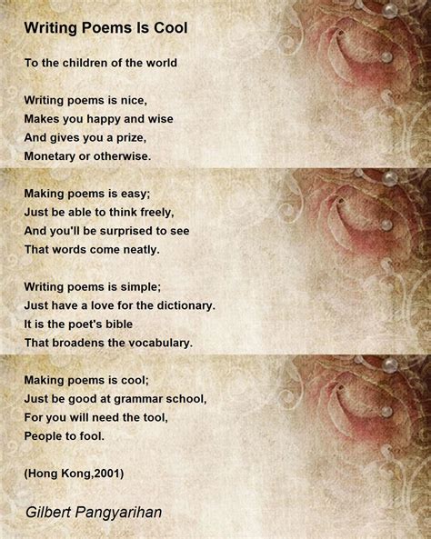 Writing Poems Is Cool Writing Poems Is Cool Poem By Gilbert Pangyarihan