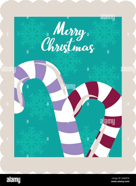 Merry Christmas Candy Canes Decoration Stamp Icon Vector Illustration Stock Vector Image And Art