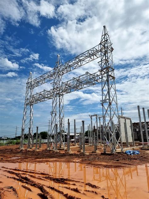 Premium Photo Construction Of Substation Steel Structure Of High
