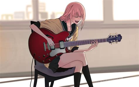 Anime Girl Holding Guitar