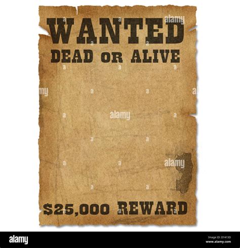 Wanted Poster Template With Bounty Reward Stock Photo Alamy