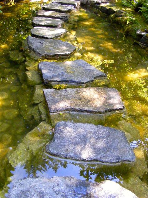 Lovely Raised Stone Step Path Through The Small Stream That Trundles