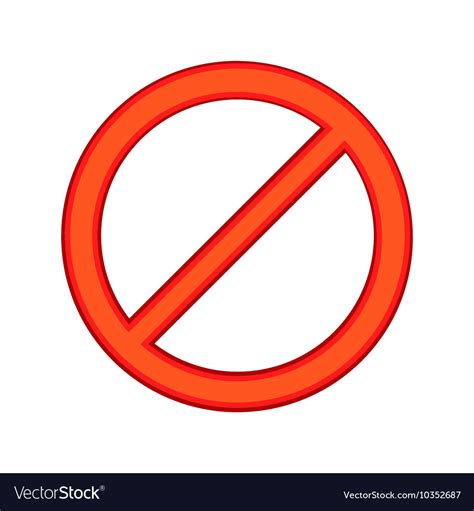 Red Sign Ban Icon Cartoon Style Royalty Free Vector Image