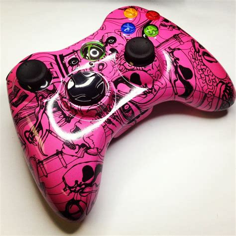 A Custom Modded Candy Pink Skulls Xbox 360 Rapid Fire Controller From