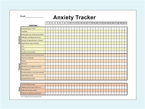 Anxiety Tracker For Emotional And Physical Symptoms And Sleep Etsy