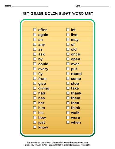 Sight Words For 1st Grade A Comprehensive Guide Worksheets Decoomo