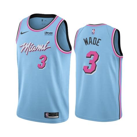 Mens Youth Miami Heat 3 Dwyane Wade 2020 Blue Vice Night City Jersey