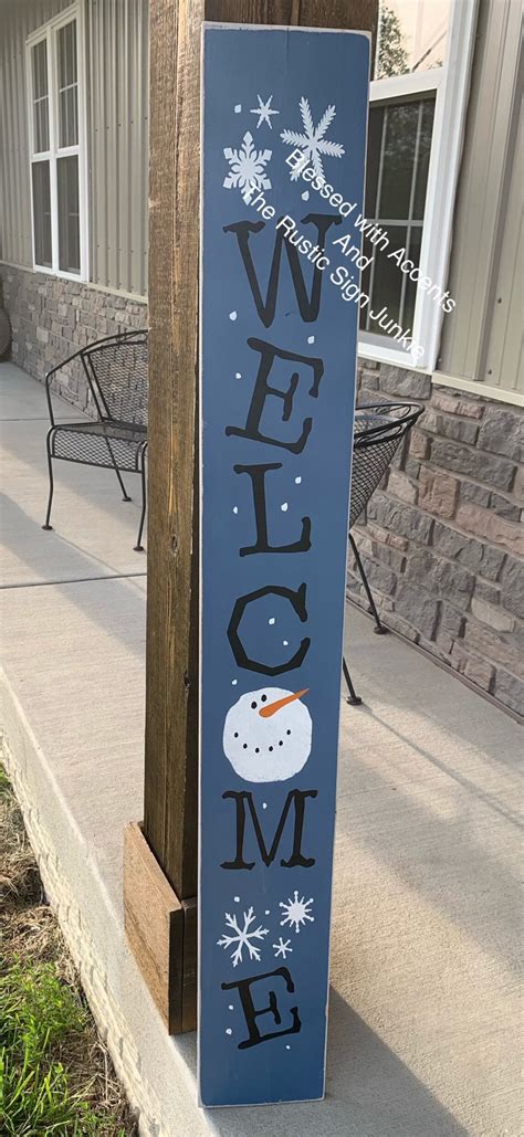 Large Welcome Signs Snowman Welcome Sign Snowman Decor Etsy