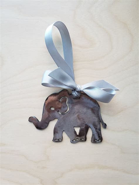 Elephant Ornament Metal Etsy