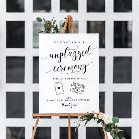 6 Sizes Unplugged Ceremony Sign Unplugged Wedding Sign Large