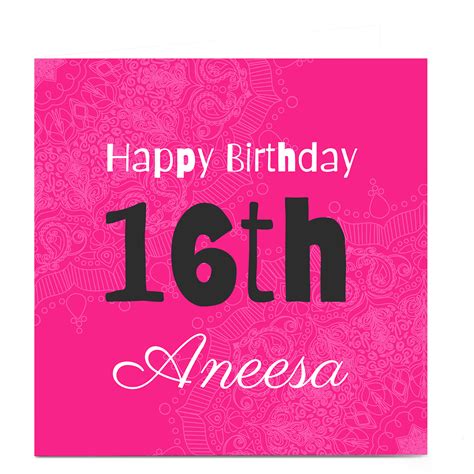 Buy Personalised Roshah Designs Birthday Card Happy 16th For Gbp 329