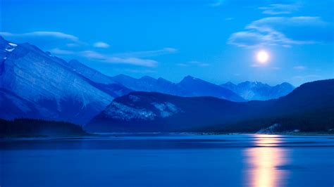 Moonrise Spray Lakes Reservoir Alberta Canada Wallpapers