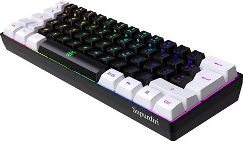 Snpurdiri Gaming Keyboard 60 Azerty White And Black Wired Rgb Backlit