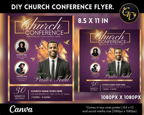 Church Flyer Template For Canva Diy Church Conference Flyer Church Service Flyer Poster