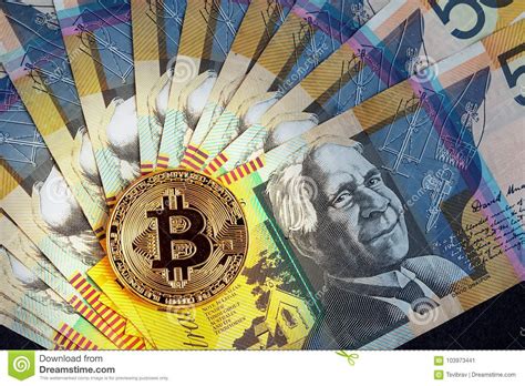 The current price of bitcoin is $51,320, 20.1% lower than what it was just one month ago. Golden Bitcoin Glowing On Top Of Australian 50 Dollar Banknotes Closeup. Stock Image - Image of ...