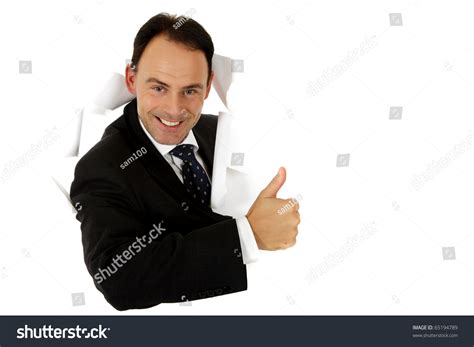 Attractive Caucasian Middle Aged Businessman Breaking Stock Photo