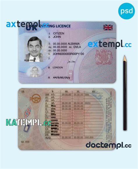 Sample United Kingdom Driving License Template In Psd Format Fully
