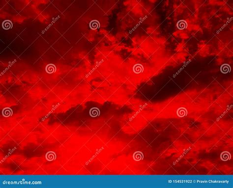 Red Sky Background With Tiny Clouds Panorama Beautiful Clouds With