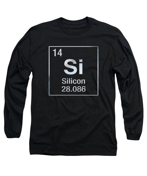 Periodic Table Of Elements Silicon Si On Black Canvas Long Sleeve