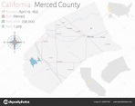 Mapa Grande Detallado Del Condado Merced California Estados Unidos ...