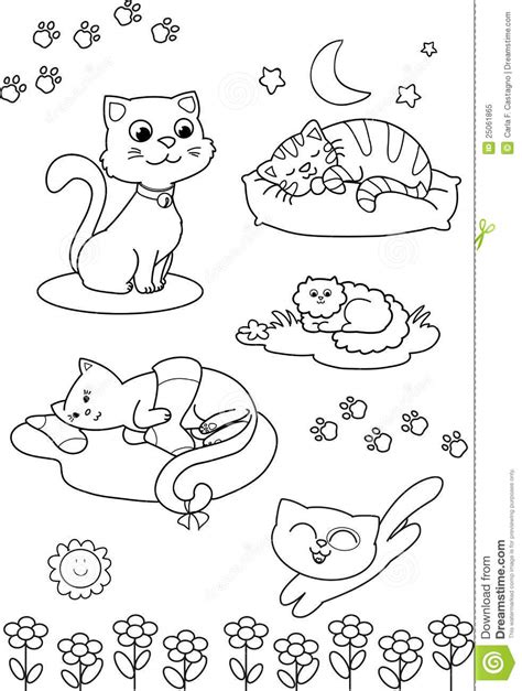 See more ideas about kitten, kittens cutest, crazy cats. Cute Cartoon Cats: Coloring Vector Page Stock Vector ...