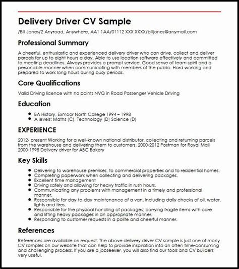 Cv templates approved by recruiters. Delivery Driver Job Description Resume Inspirational ...