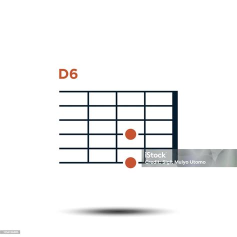 D6 Basic Guitar Chord Chart Icon Vector Template Stock Illustration