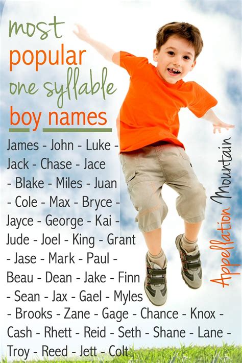 Most Popular One Syllable Boy Names Part One Appellation Mountain