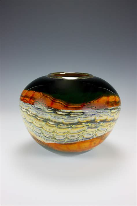 Black Opal Sphere By Danielle Blade And Stephen Gartner Art Glass Vase