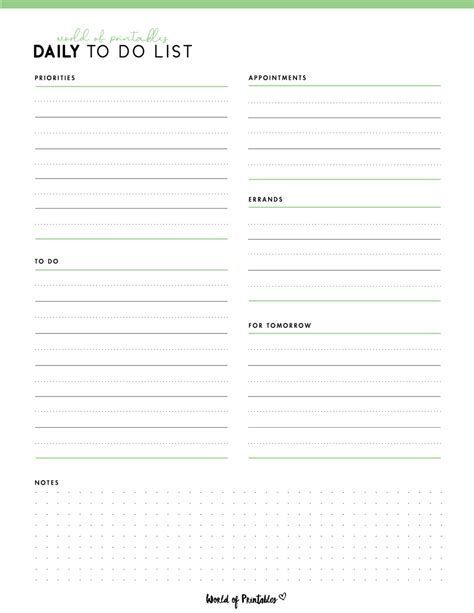 Daily To Do List Templates World Of Printables