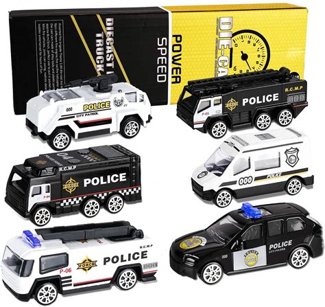 Xddias Alloy Police Cars Toys Set 6pcs Mini Die Cast Police Car Models