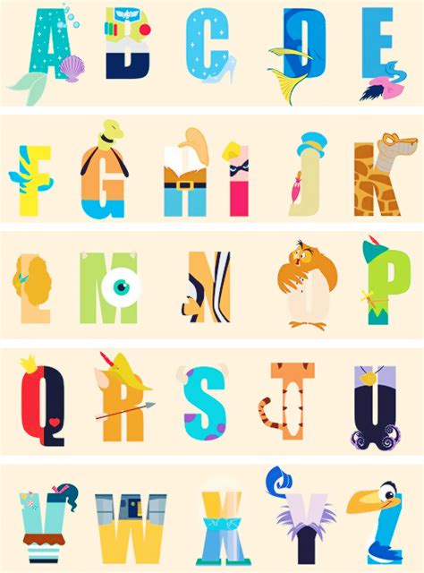 Alphabet For Disney Nursery Disney Alphabet Disney Letters Disney