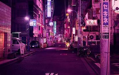 Neon Tokyo Night Street Japan Purple Background