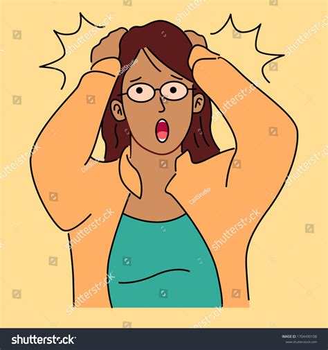 Woman Shocked Expression Cartoon Vector Illustration Stock Vector