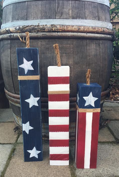 Firecracker Set 4th Of July Fourth Of July 3 Piece Wood Etsy Fourth
