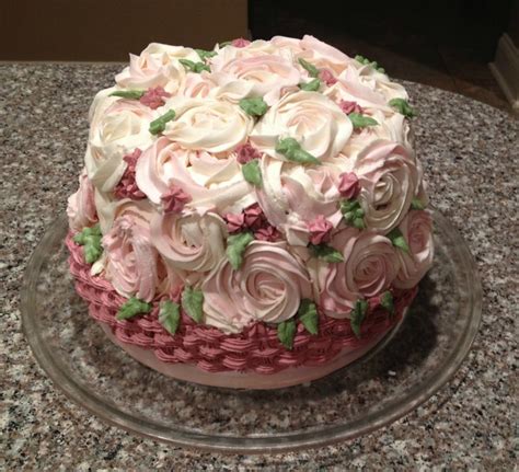 Rose Cake Over Basketweave Cakecentral Com