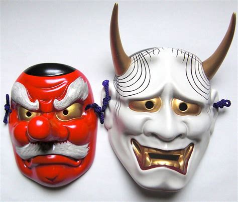 Japanese Traditional Tengu Hannya Masks Set Noh Men Made In Japan