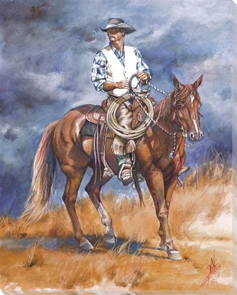 Hard To Get To Cowboy On Horseback Wrapped Canvas Giclee Print Wall