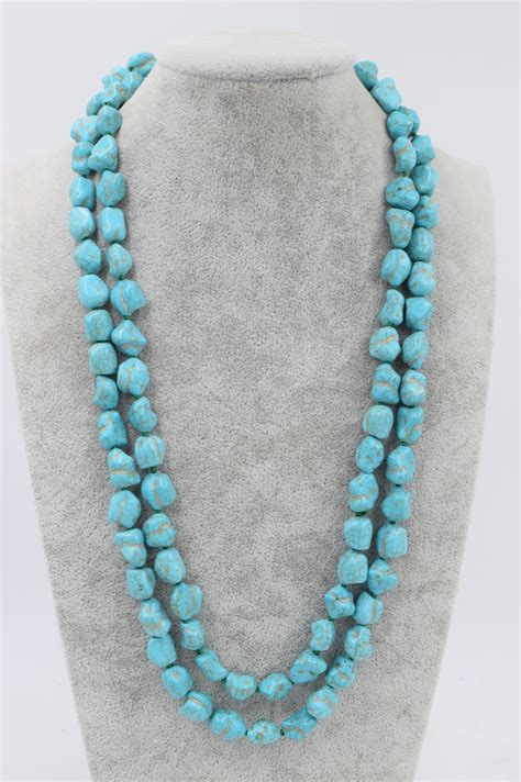 Howlite Turquoise Green Baroque 11 14mm Necklace 50inch Wholesale Beads