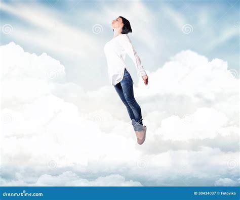 Girl In A Clouds Stock Image Image Of Creative Flies 30434037