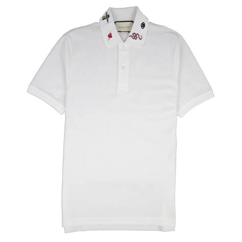Gucci Embroidered Collar Polo Shirt White ONU
