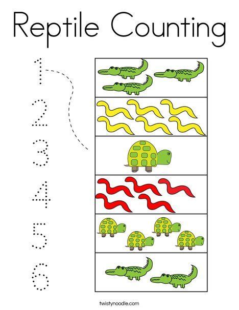 Reptile Counting Coloring Page Twisty Noodle Rainforest Preschool