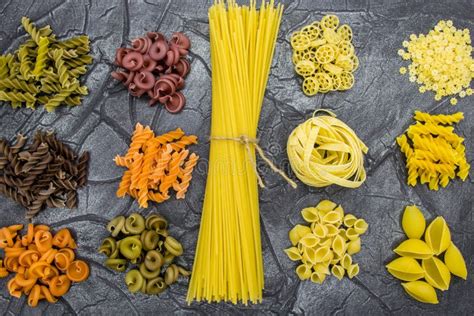 Multicolored Pasta Close Up Pasta Of Different Shapes Stock Image