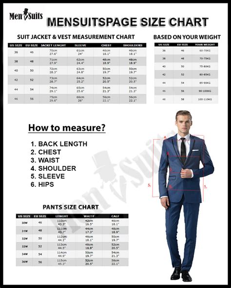 Mens Suits Size Chart