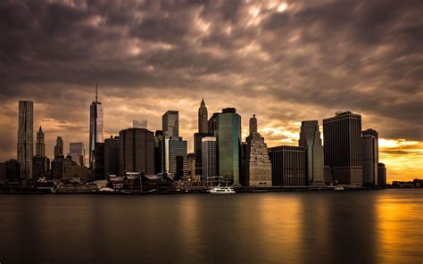 New York City Under Dark Sunset Hd Wallpaper
