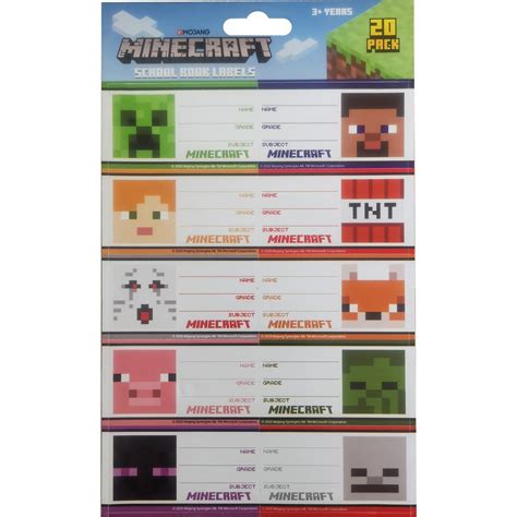 Minecraft Book Labels 20 Pack Big W