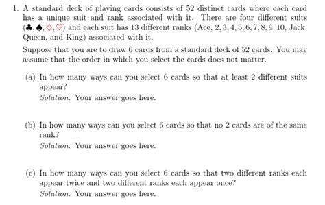 A standard deck contains 60+ standard cards and can optionally have a sideboard of up to 15 additional such cards. Solved: 1. A Standard Deck Of Playing Cards Consists Of 52... | Chegg.com